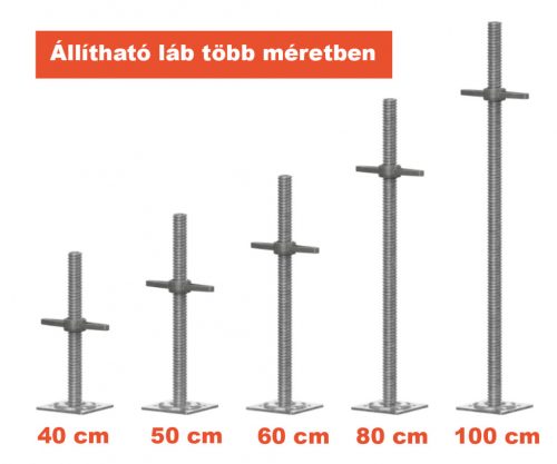 Állítható láb homlokzati állványhoz